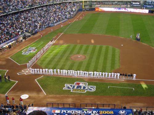 Prior to National Anthem at Miller Park for Game 4 of NLDS playoff game.