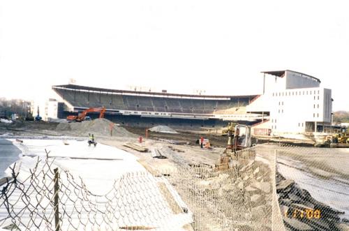 County Stadium with all of its seats removed prior to demolition.