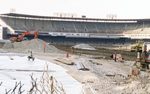 County Stadium with all of its seats removed prior to demolition.
